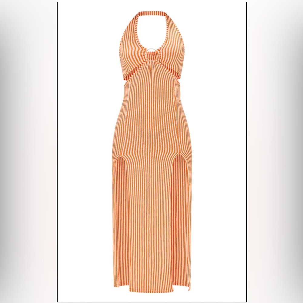 Orange Halterneck Maxi Dress